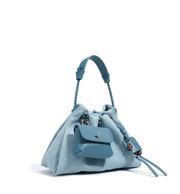 Casual Denim Handbag Minimalist Messenger Pouch Design Tote Shoulder Crossbody Bag - Image 9