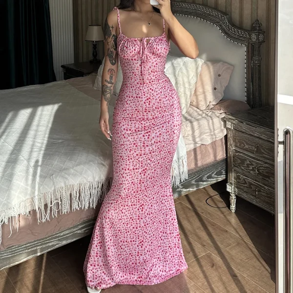 Casual Floral Strapless Beach Vacation Streetwear Bodycon Dress