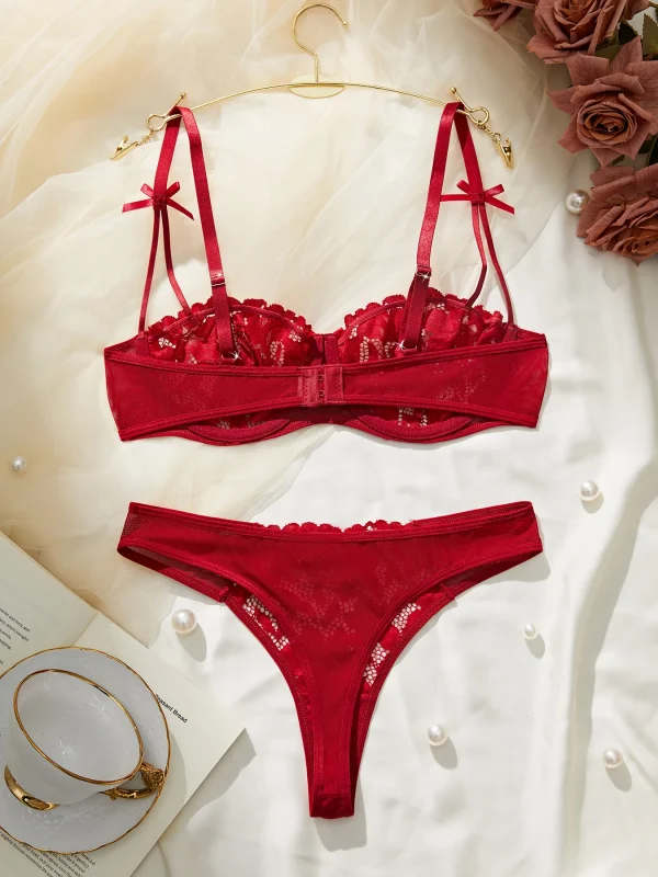Casual High-Quality Skin-Friendly Lace Trim Underwear Set - Image 3