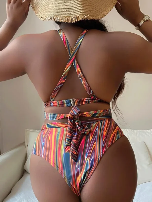 Casual High Waist Bathers Push Up Bikini Printed Swimsuit - Image 5