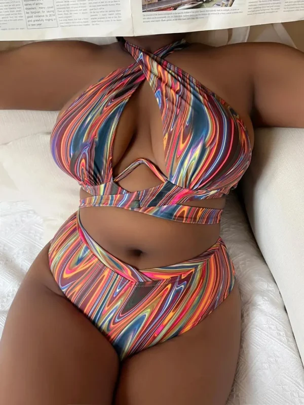 Casual High Waist Bathers Push Up Bikini Printed Swimsuit - Image 3