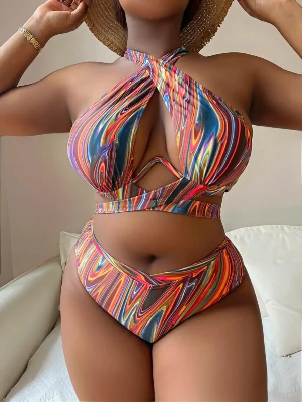 Casual High Waist Bathers Push Up Bikini Printed Swimsuit - Image 4