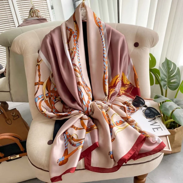Casual Hijab Foulard Bandana Femme Headscarf Silk Scarf Scarftop Headwraps Hair Scarve - Image 2