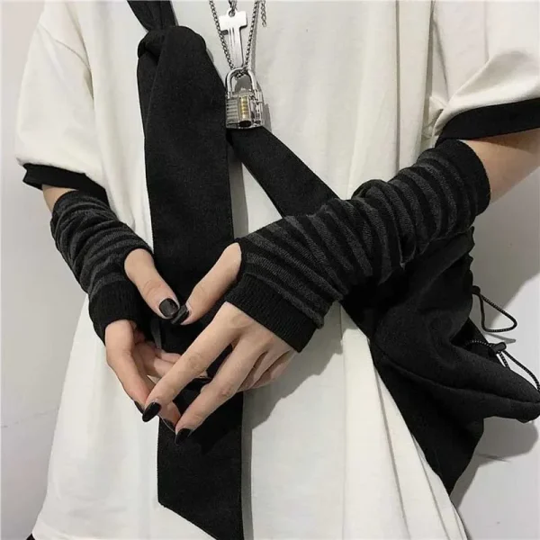 Casual Hip-hop Glove Elbow Mittens Cool Stretch Winter Arm Warmer Mitten Outdoor Punk Long Fingerless Gloves - Image 2