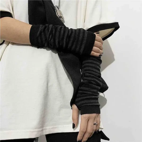 Casual Hip-hop Glove Elbow Mittens Cool Stretch Winter Arm Warmer Mitten Outdoor Punk Long Fingerless Gloves - Image 3