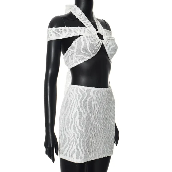 Casual Hollow Out Skirt Suit Mini Fashion Party Skirt Two Piece Set - Image 8