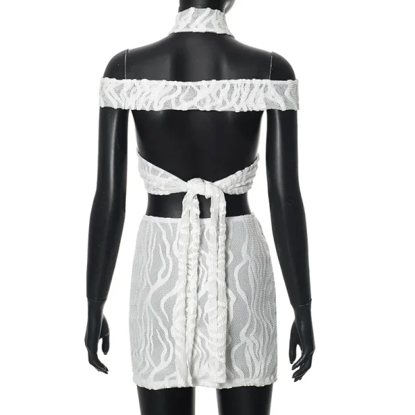 Casual Hollow Out Skirt Suit Mini Fashion Party Skirt Two Piece Set - Image 9