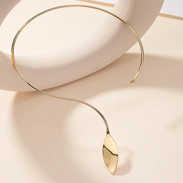 Casual Iron Alloy Metal Geometric Wedding Cool Trend Leaf Necklace - Image 4