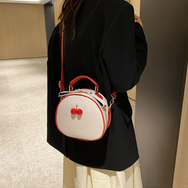 Casual Litchi Pattern Contrast Cherry Small Purse And Sling-shoulder Crossbody Handbags - Image 7