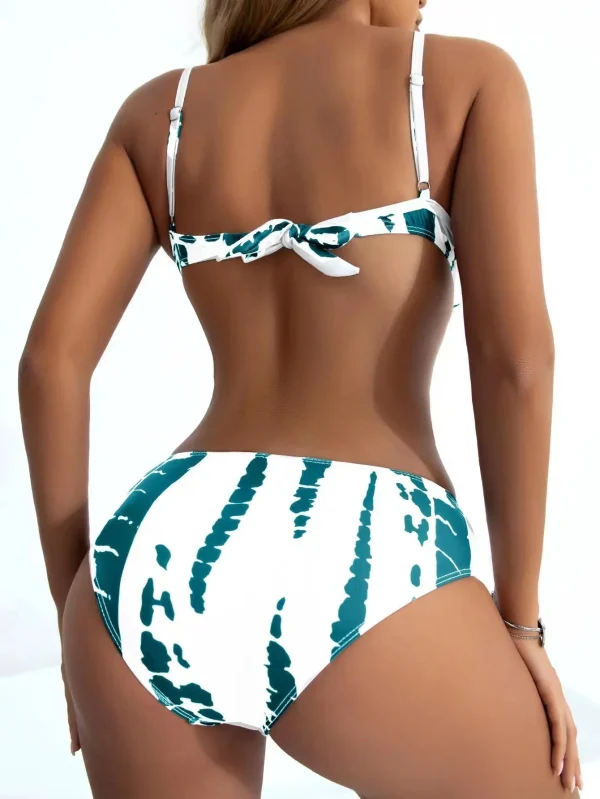 Casual Nylon Print Push Up Triangle Neck Bathing Suits Bikinis - Image 6