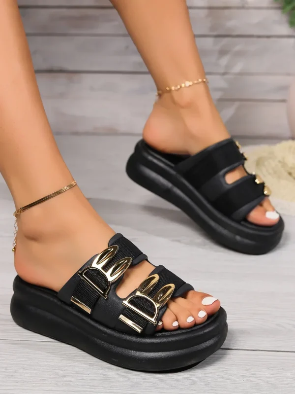 Casual Open-toe Comfortable Thick-soled Flat Slippers - Image 2