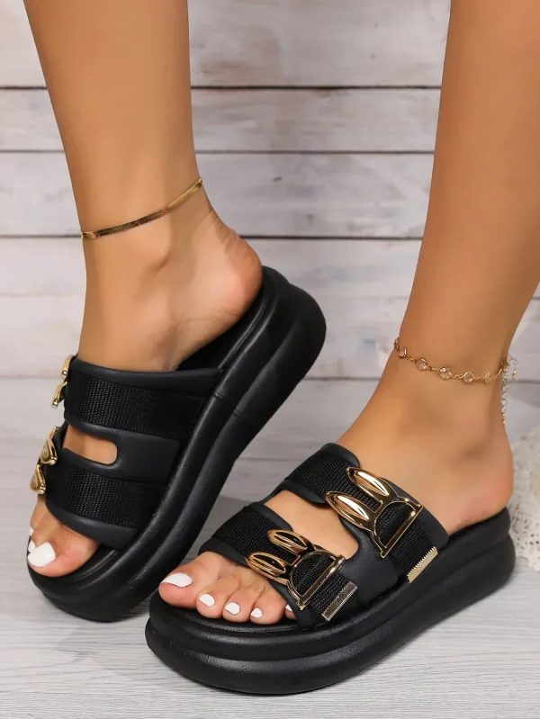 Casual Open-toe Comfortable Thick-soled Flat Slippers - Image 4