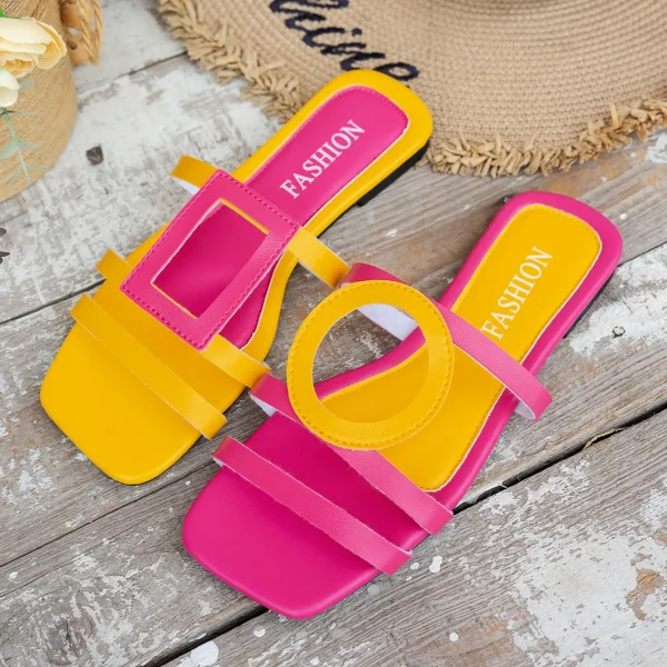 Concise Rubber Shallow Outdoor Non-slip Slides Flat Slippers - Image 10