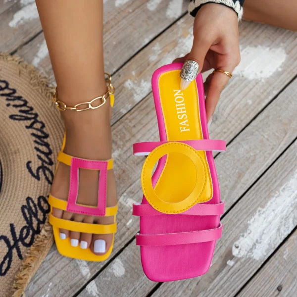 Concise Rubber Shallow Outdoor Non-slip Slides Flat Slippers - Image 8