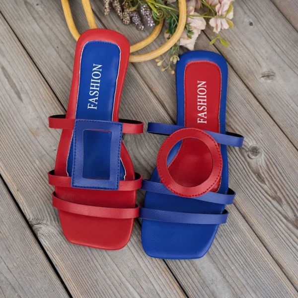Concise Rubber Shallow Outdoor Non-slip Slides Flat Slippers - Image 5