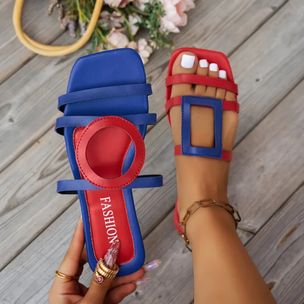 Concise Rubber Shallow Outdoor Non-slip Slides Flat Slippers - Image 3