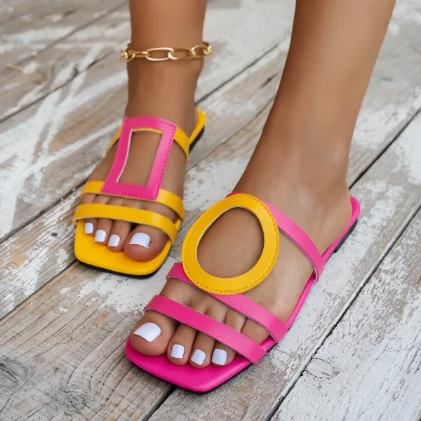Concise Rubber Shallow Outdoor Non-slip Slides Flat Slippers - Image 9