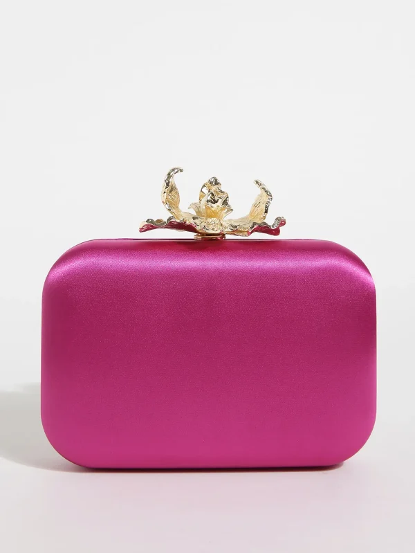 Casual Portable Solid Color Stylish Mini Chain Clutch Purse with Wallet Shoulder Bag