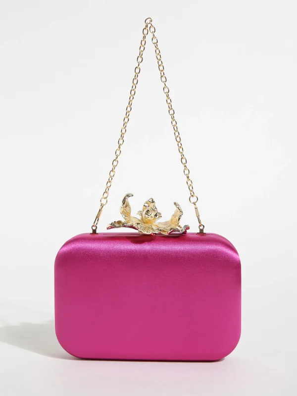 Casual Portable Solid Color Stylish Mini Chain Clutch Purse with Wallet Shoulder Bag - Image 2