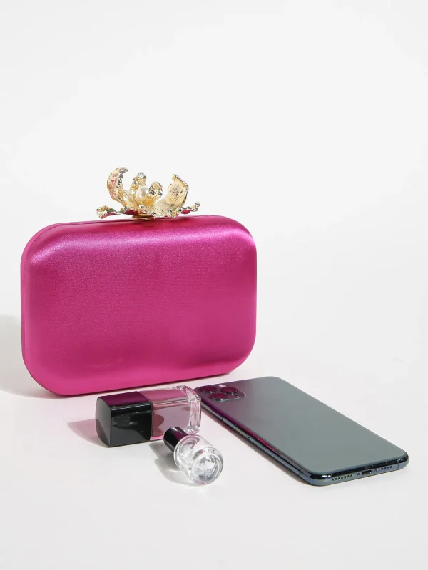 Casual Portable Solid Color Stylish Mini Chain Clutch Purse with Wallet Shoulder Bag - Image 4