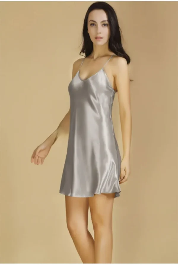 Casual Pure Silk spaghetti straps Chemise full slip Nightdress - Image 3