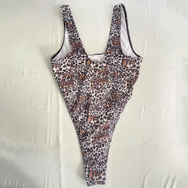 Casual Round Neck Hollow Out Tank Leopard Printed Sleeveless One Piece Set - Image 4