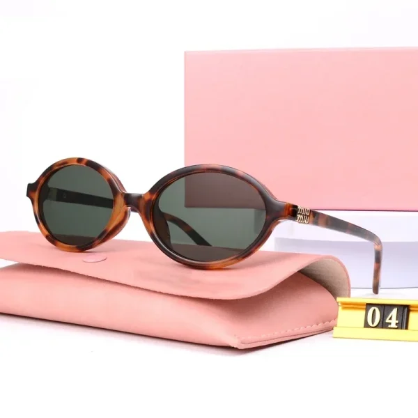 Casual Round Tortoise Protection Vintage Oval Frame Sunglasses - Image 2