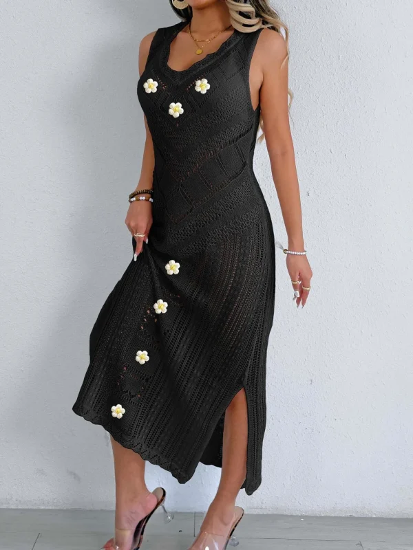 Casual Ruffle Bikini Solid Lady Strap Long Beach Sleeveless Cove Up Dress