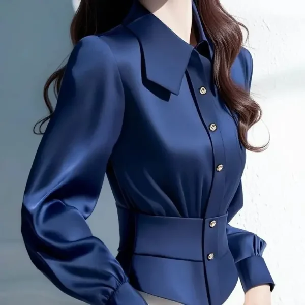 Casual Satin Waist Slimming High Stretch Beach Style Shirt Top