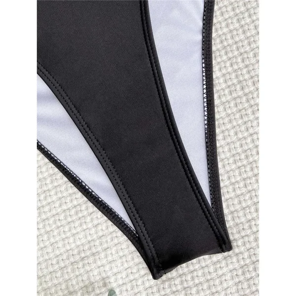 Casual Polka Dot V Neck Lively Lady Swimwear Patchwork Strap One Piece - Image 5