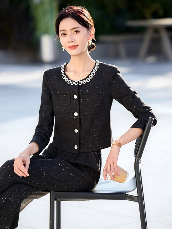 Casual Single Breasted Zipper Fly Ankle-Length Pant Suit Blazer 2 Piece Set - Image 4