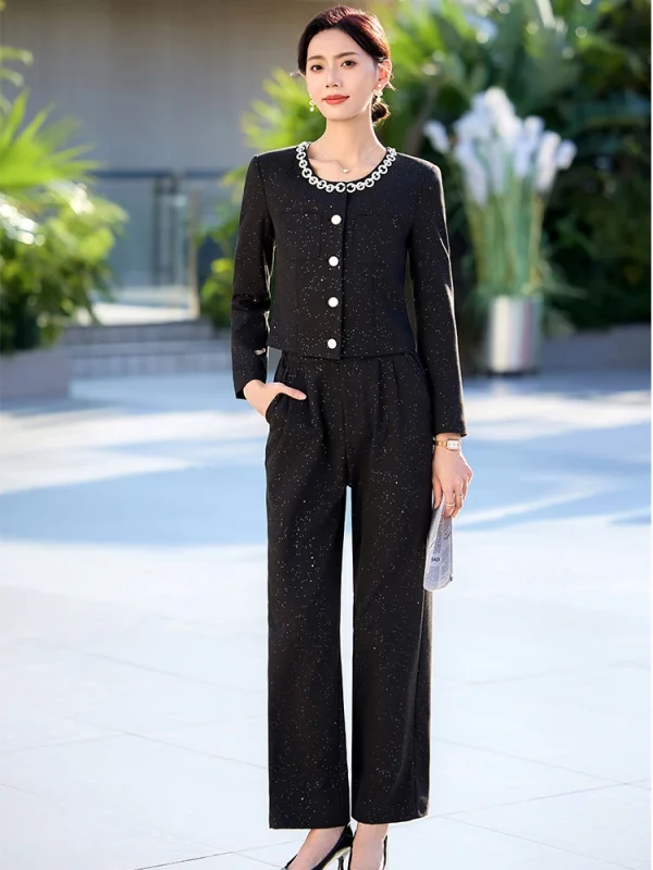 Casual Single Breasted Zipper Fly Ankle-Length Pant Suit Blazer 2 Piece Set - Image 3