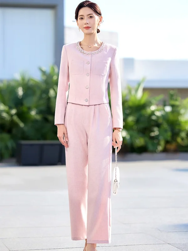 Casual Single Breasted Zipper Fly Ankle-Length Pant Suit Blazer 2 Piece Set - Image 8