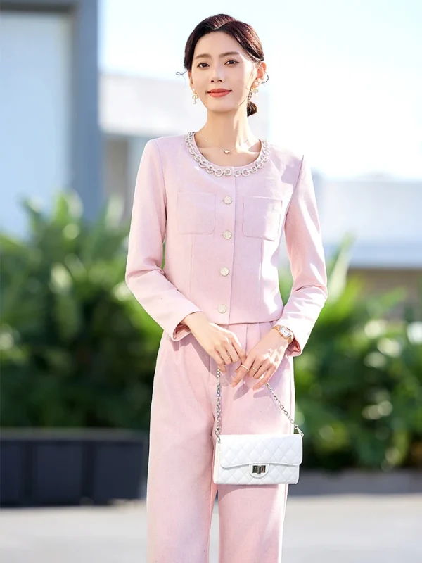 Casual Single Breasted Zipper Fly Ankle-Length Pant Suit Blazer 2 Piece Set - Image 6