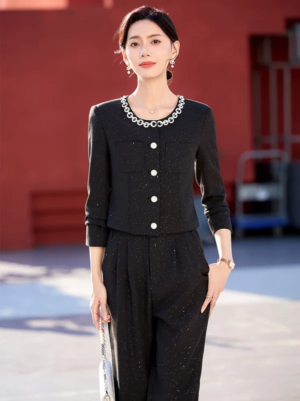 Casual Single Breasted Zipper Fly Ankle-Length Pant Suit Blazer 2 Piece Set - Image 5