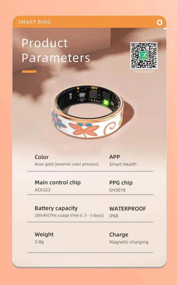 Casual Sleep Monitoring Blood Oxygen Measurement Blood Pressure Multi-sports Modes Enamels Craftsmanship Smart Ring - Image 13
