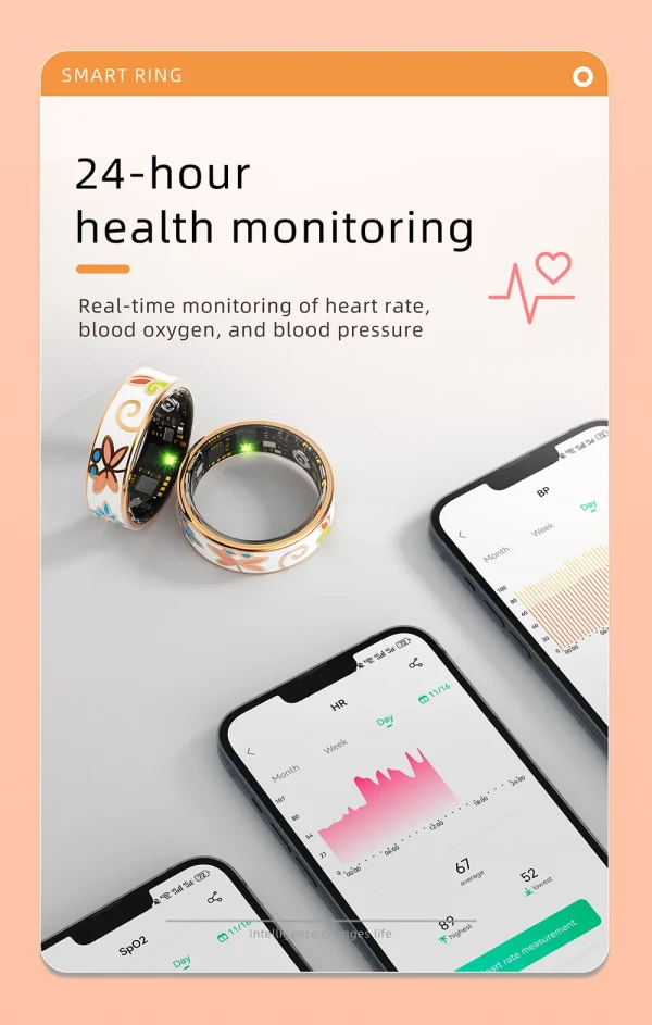 Casual Sleep Monitoring Blood Oxygen Measurement Blood Pressure Multi-sports Modes Enamels Craftsmanship Smart Ring - Image 8