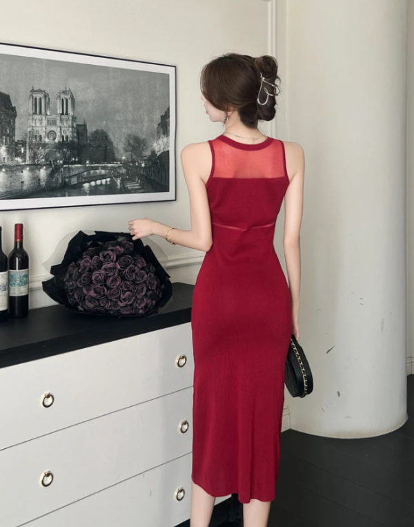 Casual Sleeveless Soft Elastic Sheath Pencil Chic Slim Sweater Knitted Dresses - Image 13