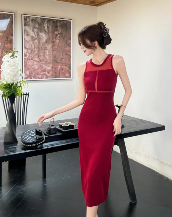 Casual Sleeveless Soft Elastic Sheath Pencil Chic Slim Sweater Knitted Dresses - Image 12