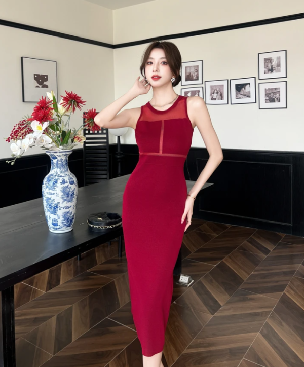 Casual Sleeveless Soft Elastic Sheath Pencil Chic Slim Sweater Knitted Dresses - Image 8