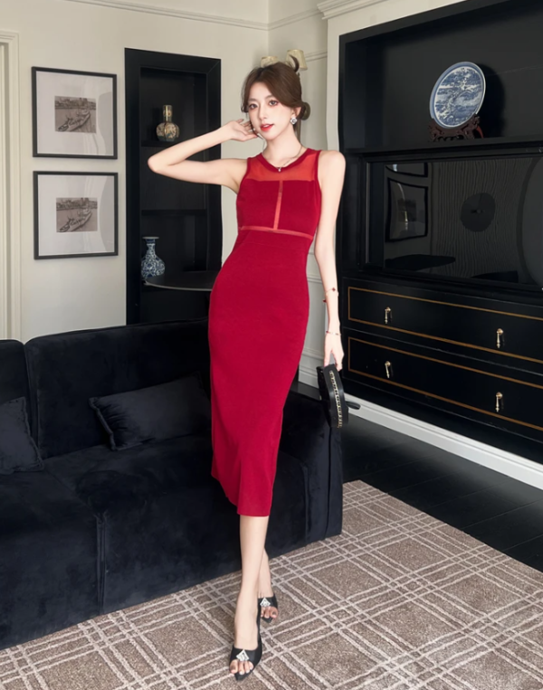 Casual Sleeveless Soft Elastic Sheath Pencil Chic Slim Sweater Knitted Dresses - Image 9