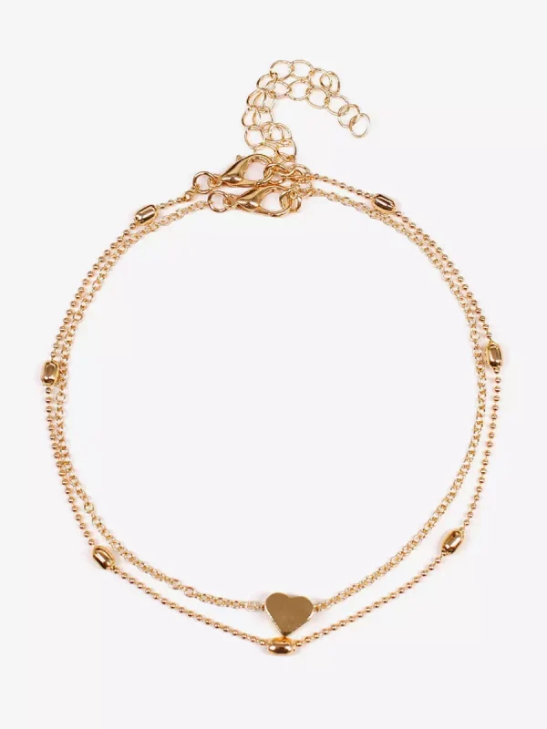 Casual Solid Color Layered Heart Beaded Loop Link Resort Wear Bikinis Ankle Bracelet - Image 9