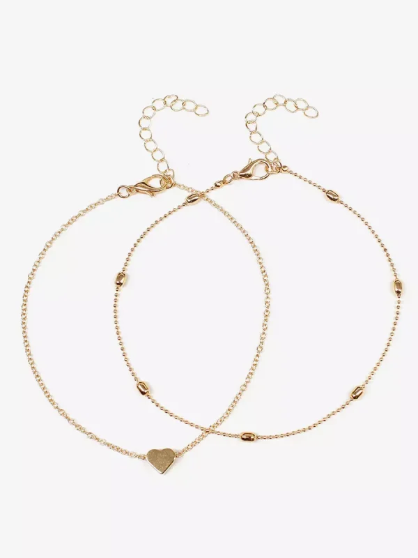 Casual Solid Color Layered Heart Beaded Loop Link Resort Wear Bikinis Ankle Bracelet - Image 8