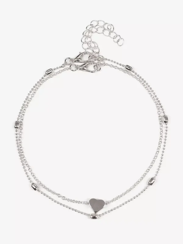 Casual Solid Color Layered Heart Beaded Loop Link Resort Wear Bikinis Ankle Bracelet - Image 5