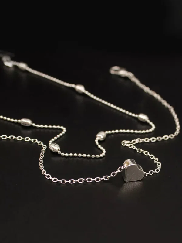 Casual Solid Color Layered Heart Beaded Loop Link Resort Wear Bikinis Ankle Bracelet - Image 3
