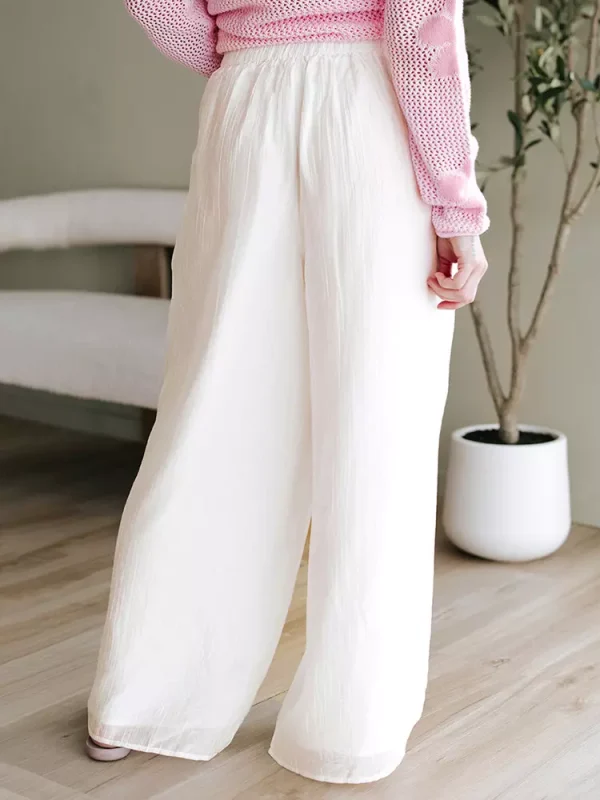 Casual Solid Color Polyester Drawstring Adjustable Waist With Palazzo Pants - Image 4