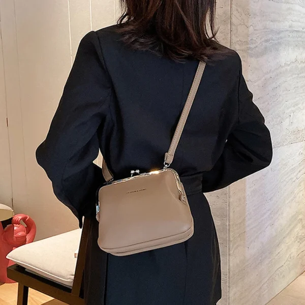 Casual Solid Color Versatile PU Leather Clip Messenger Crossbody Shoulder Bag - Image 10
