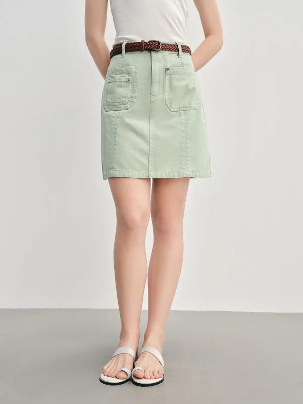 Casual Solid Plus-Size High Waisted Jeans Slimming Fit Skirt - Image 3