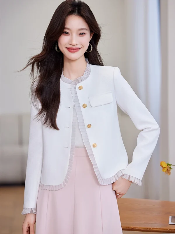 Casual Standard Single Breasted With Button Non Stretch Blazer - Image 12
