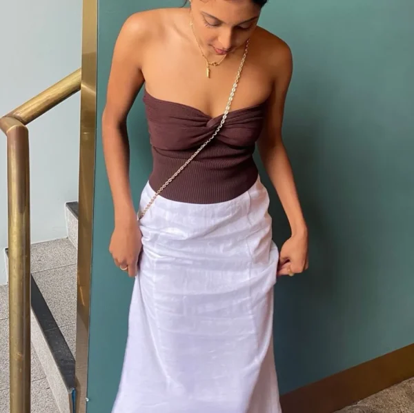 Casual Strapless Backless Off Shoulder High Street Crop Top - Image 3